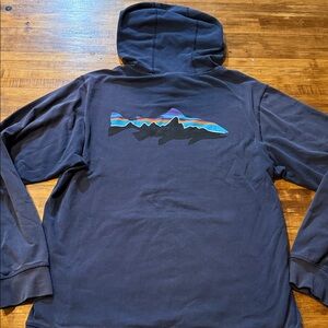 Patagonia Fish Pullover Sweatshirt Hooded Lightweight Sz Small (d1)
